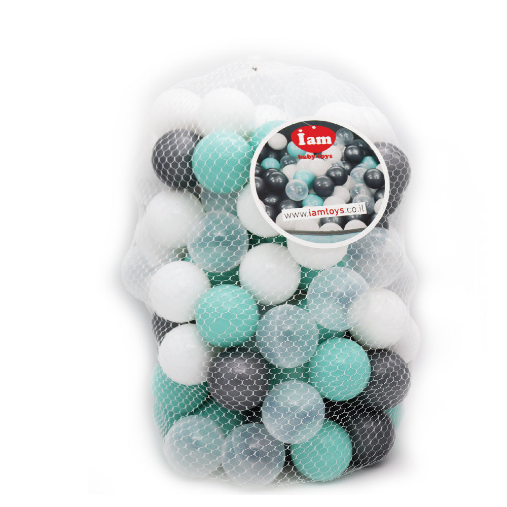 כדורים בצבע טורקיז, לבן ואפור לבריכת כדורים - Iamtoys