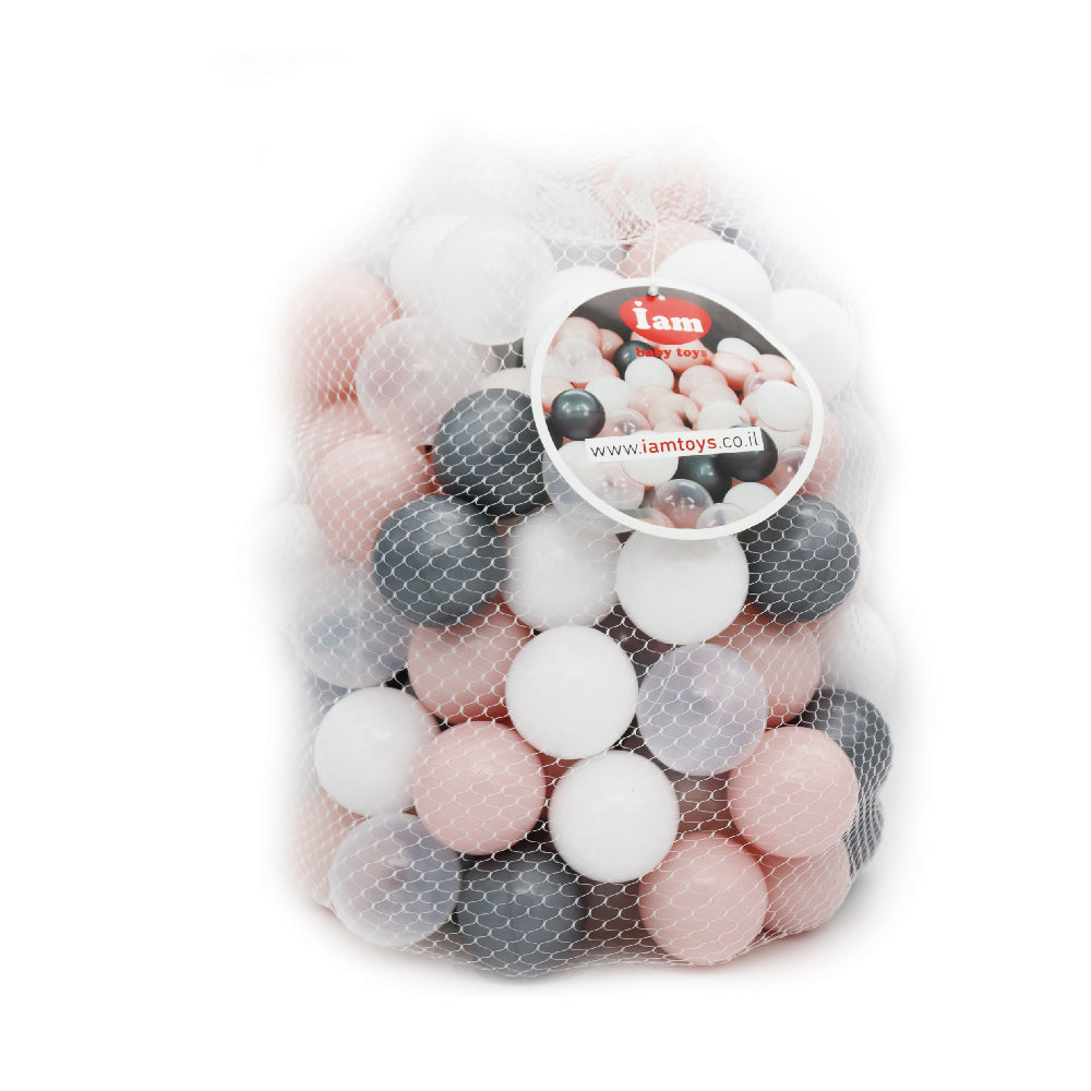 כדורי משחק באפור, לבן וורוד | כדורים לבריכת כדורים - Iamtoys